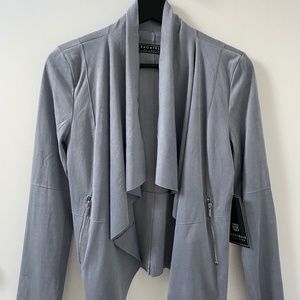 BAGATELLE Faux-suede Drape-front Jacket In Storm Size XS
